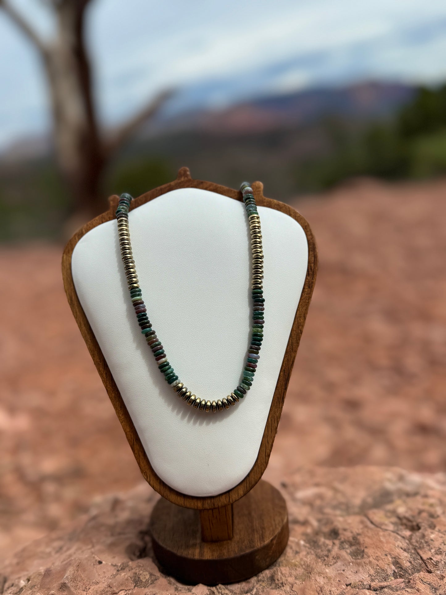 Indian Agate & Titanium Pyrite Necklace