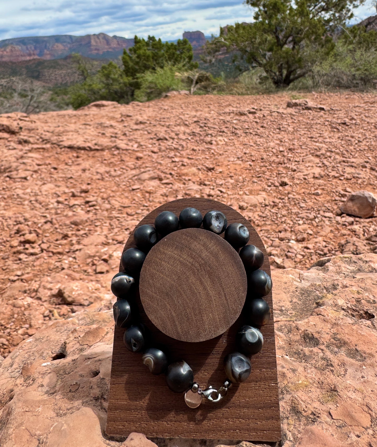 Black Druzy Agate Bracelet