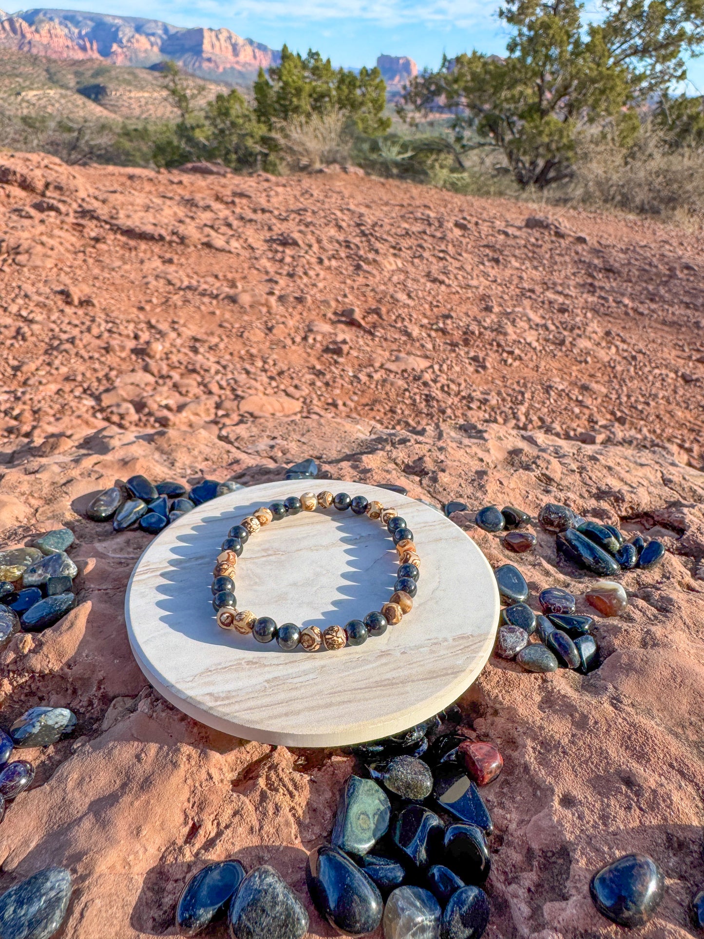 Shungite & Tibetan Dzi Bracelet
