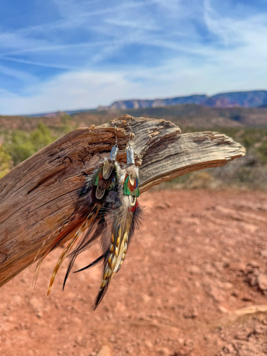 Rustic Horizon Feather Earrings